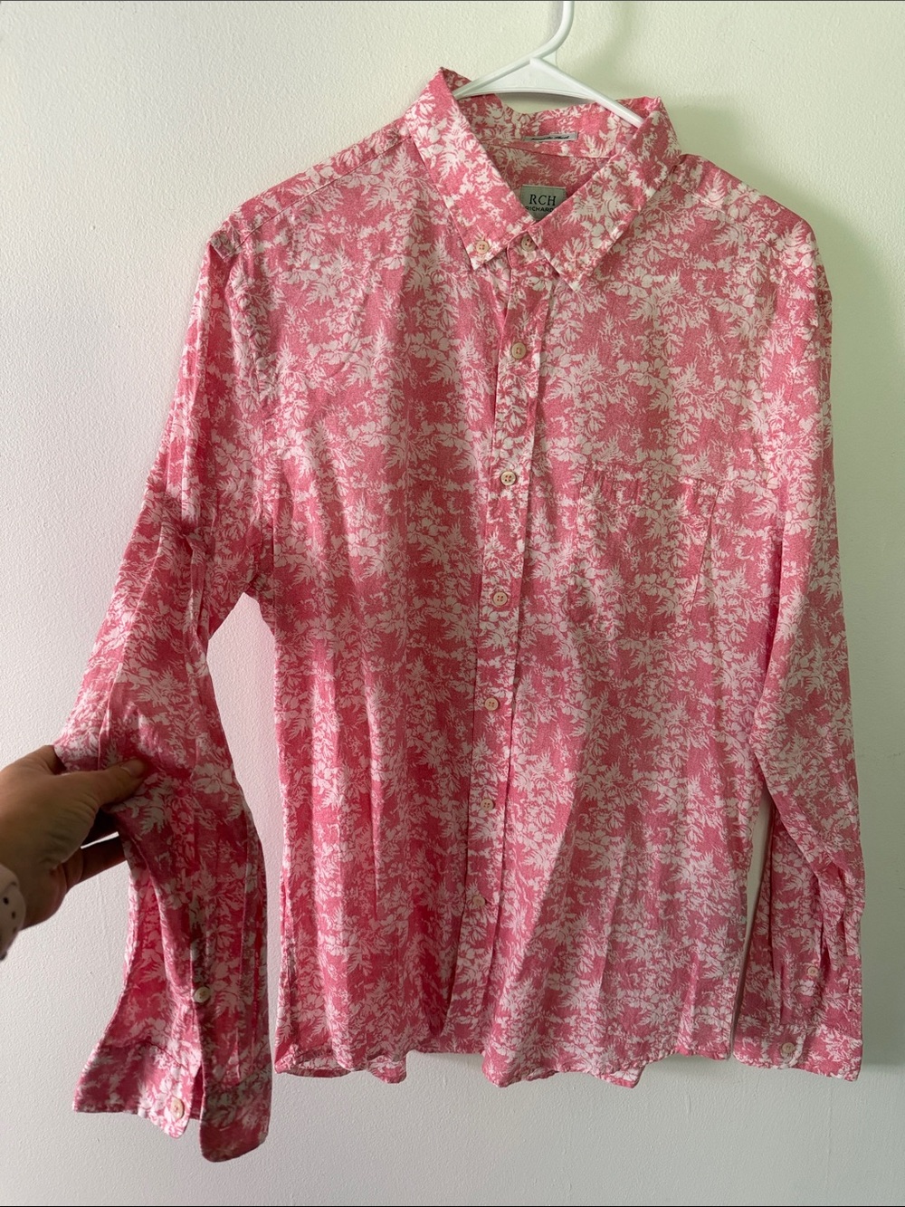 RCH Pink Floral Button-Down Shirt